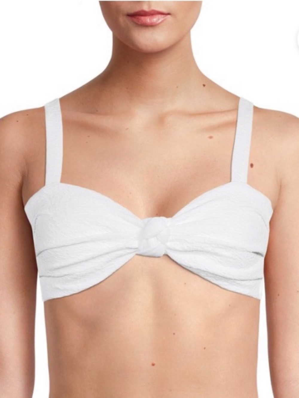 Time and Tru White Knot Front Bikini Top
